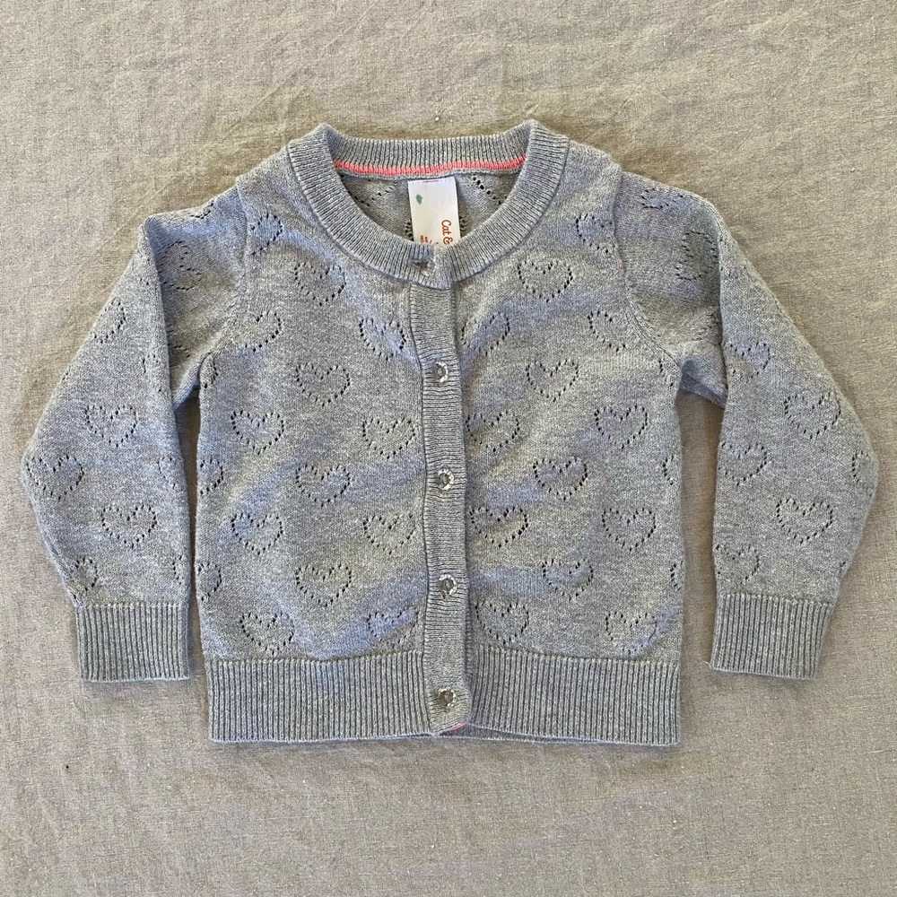 Cat & Jack Sparkly Heart Knit Cardigan